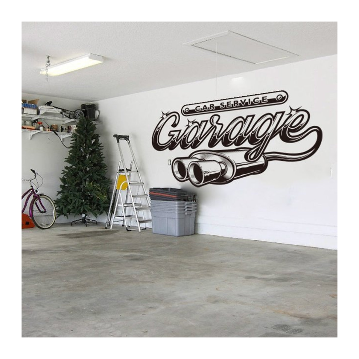 Duruibom Retro Auto Service Garage Wandaufkleber Vintage Design in Schwarz aus Kunststoff - Bild 1