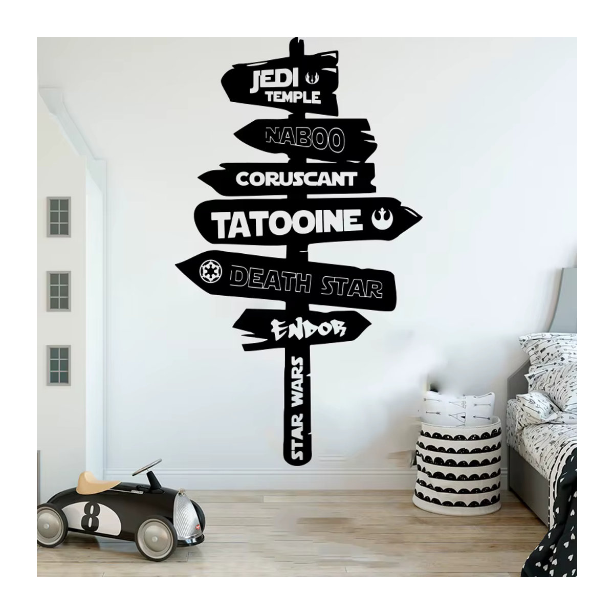 Duruibom Wandtattoo Cartoon Wegweiser Straßenschild für Kinderzimmer und Spielzimmer in Grau und Schwarz - Bild 2