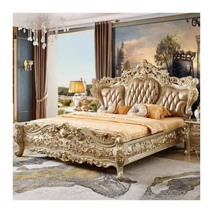 DUTRIEUX Doppelbett modern und klassisch mit Samt-Polsterung in Weiß und Gold