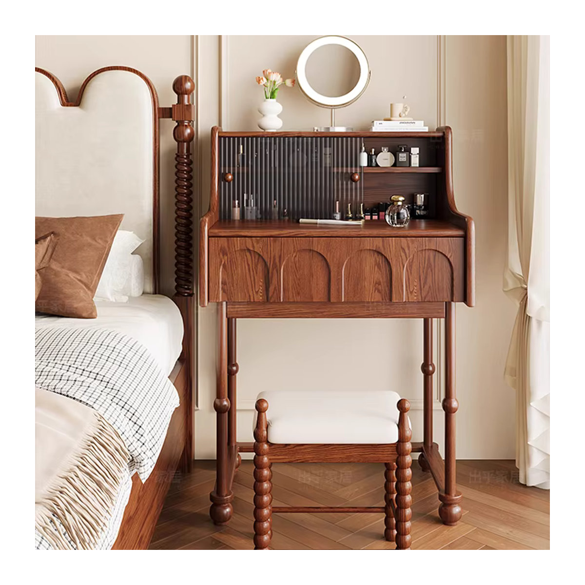 DUTRIEUX Schminktisch mit Spiegel und Schubladen für dein Schlafzimmer B/T/H: 95 x 60 x 95 cm - Bild 2