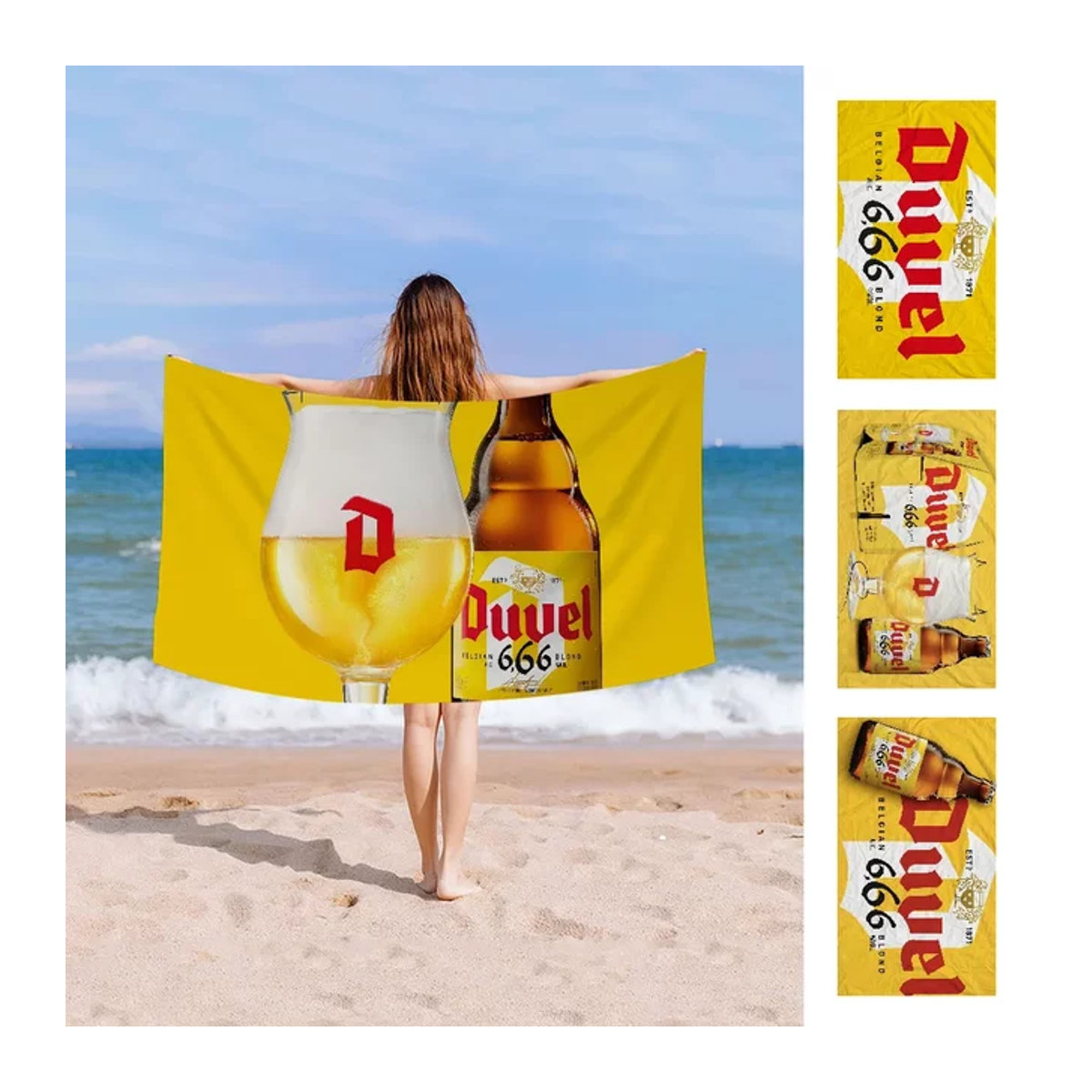 Duvel Bier Cartoon Handtuch Gelb für Badezimmer und Dusche - Bild 1