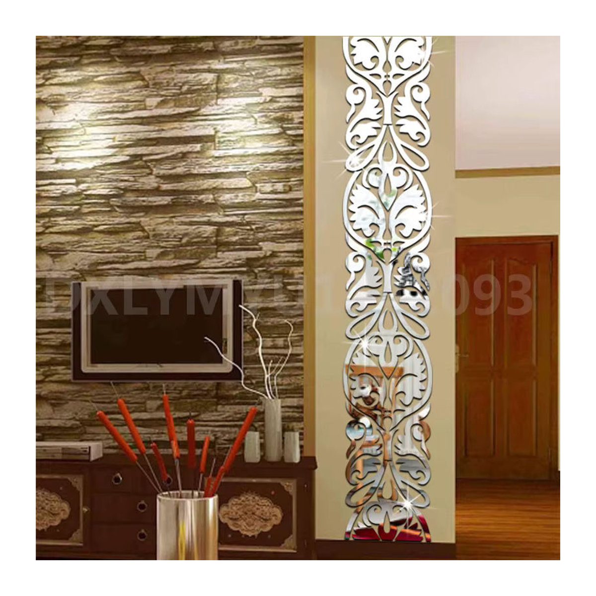DXLYMYU 3D Acryl Spiegel Aufkleber in Silber für die Wanddekoration, unregelmäßige Streifen-Design Wandgestaltung aus Kunststoff - Bild 3
