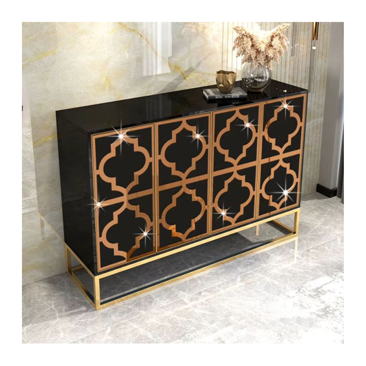 DXLYMYU 4er Set 3D Spiegel Wandaufkleber in Silber, geometrische selbstklebende Wanddekoration für Wohnzimmer und Möbel - Bild 1