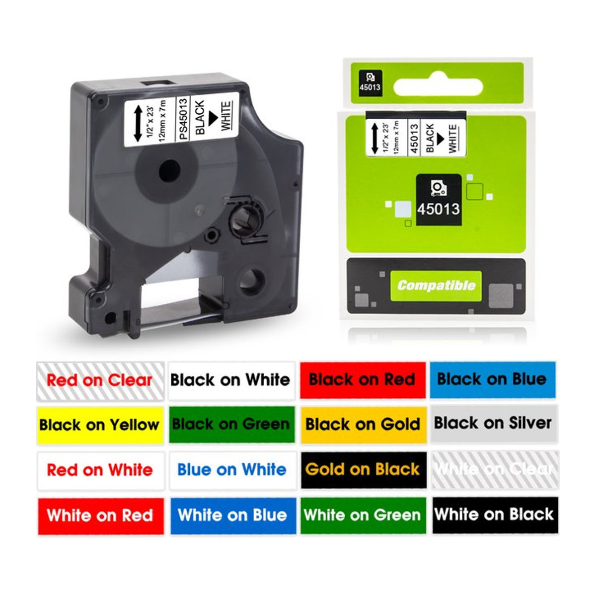 DYMO Klebeband Kassette 45013 D1 Schwarz auf Weiß, Breite: 12 mm, kompatibel mit DYMO LabelManager 100 150 160 200 250 210D 260P 280 360D 420P - Bild 1