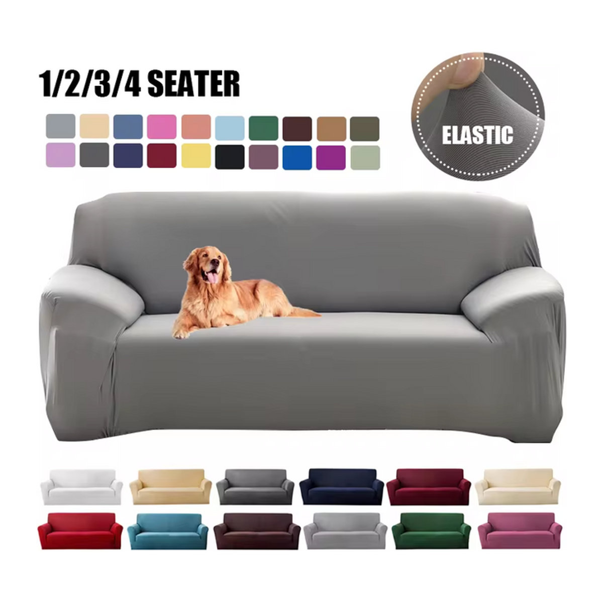 DZQ Elastischer Sofabezug in Grau für Sofa, Couch oder Sessel - Bild 1