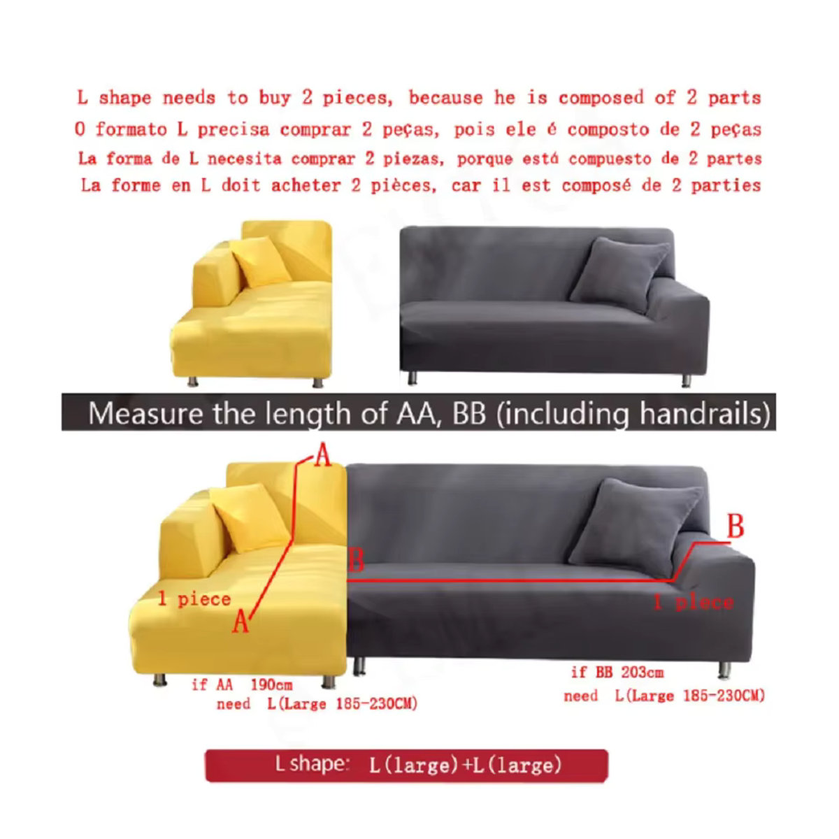 DZQ Elastischer Sofabezug in Grau für Sofa, Couch oder Sessel - Bild 2