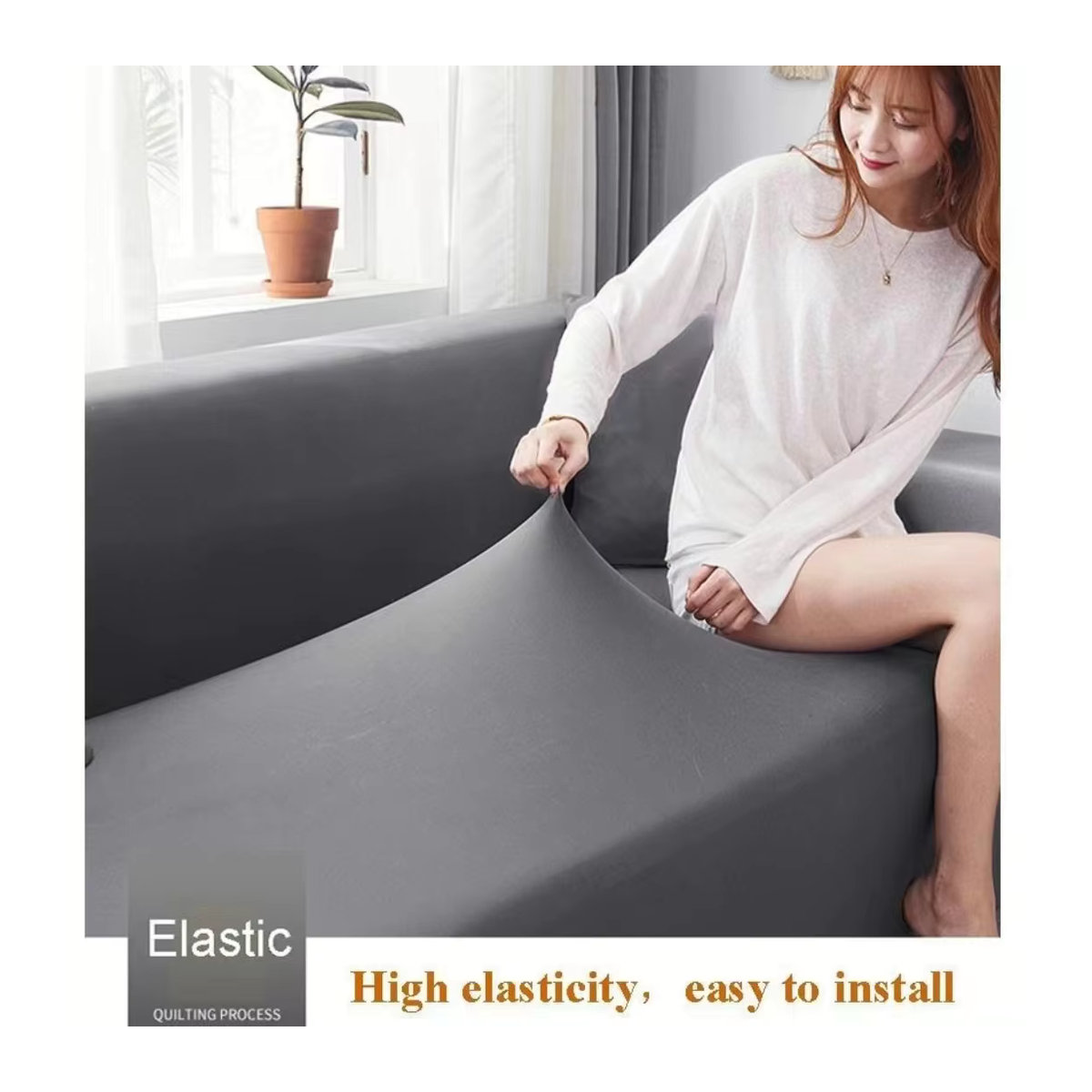 DZQ Elastischer Sofabezug in Grau für Sofa, Couch oder Sessel - Bild 5