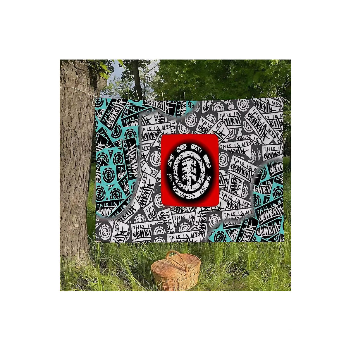 E-Element Skateboards Logo Banner Mehrfarbig Textil Handgezogene Flagge für Outdoor und Cheerleading B: 70 cm, H: 50 cm - Bild 7