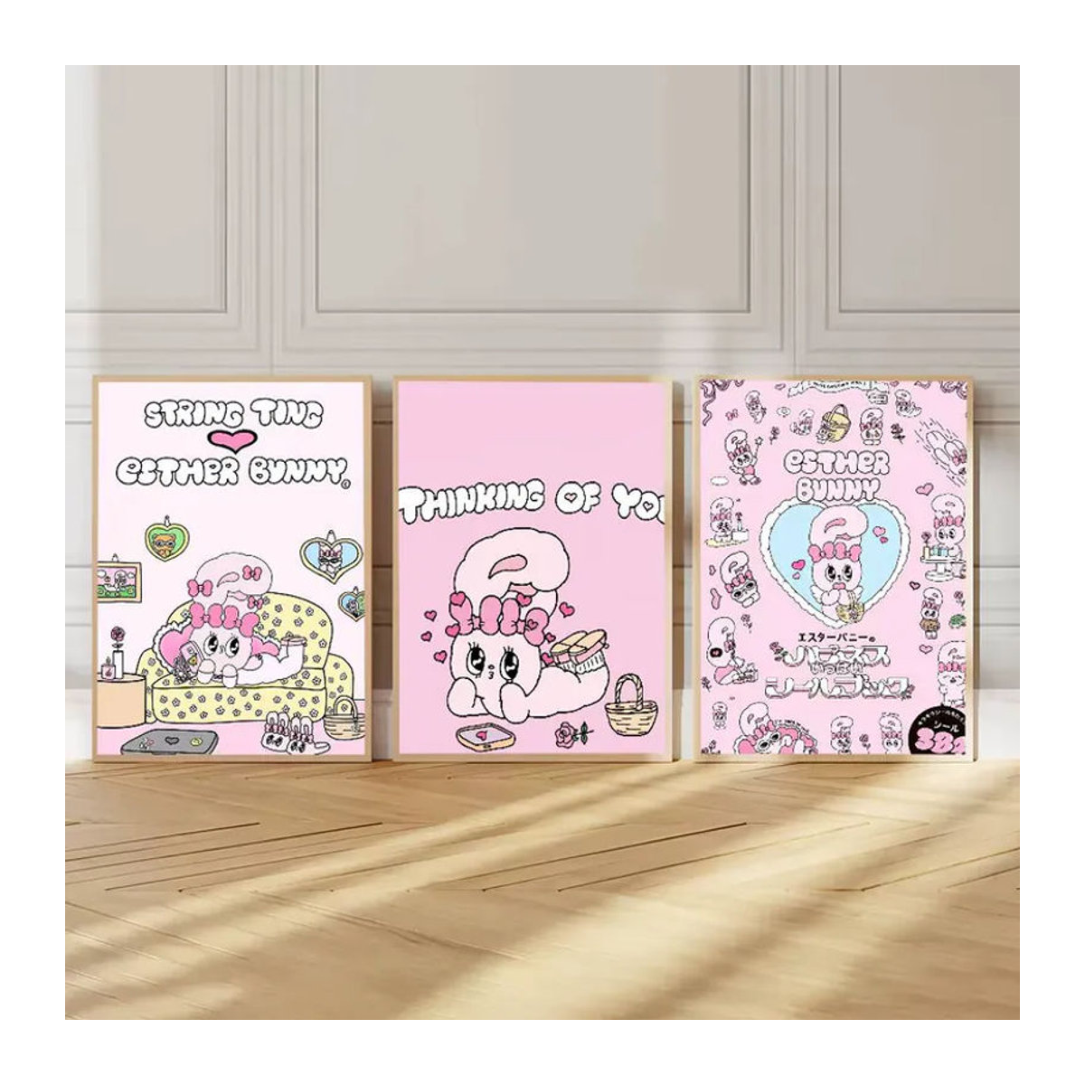 E-ESTHER CUTE B-BUNNY Wanddekoration, selbstklebender floraler Papieraufkleber, mehrfarbig, B/H/T: 30 x 21 x 3 cm - Bild 3