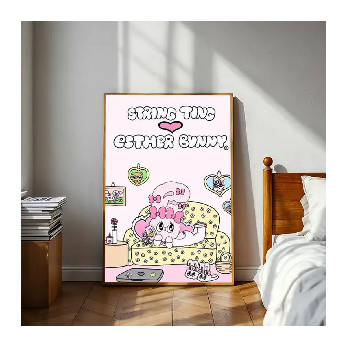 E-ESTHER CUTE B-BUNNY Wanddekoration, selbstklebender floraler Papieraufkleber, mehrfarbig, B/H/T: 30 x 21 x 3 cm - Bild 5