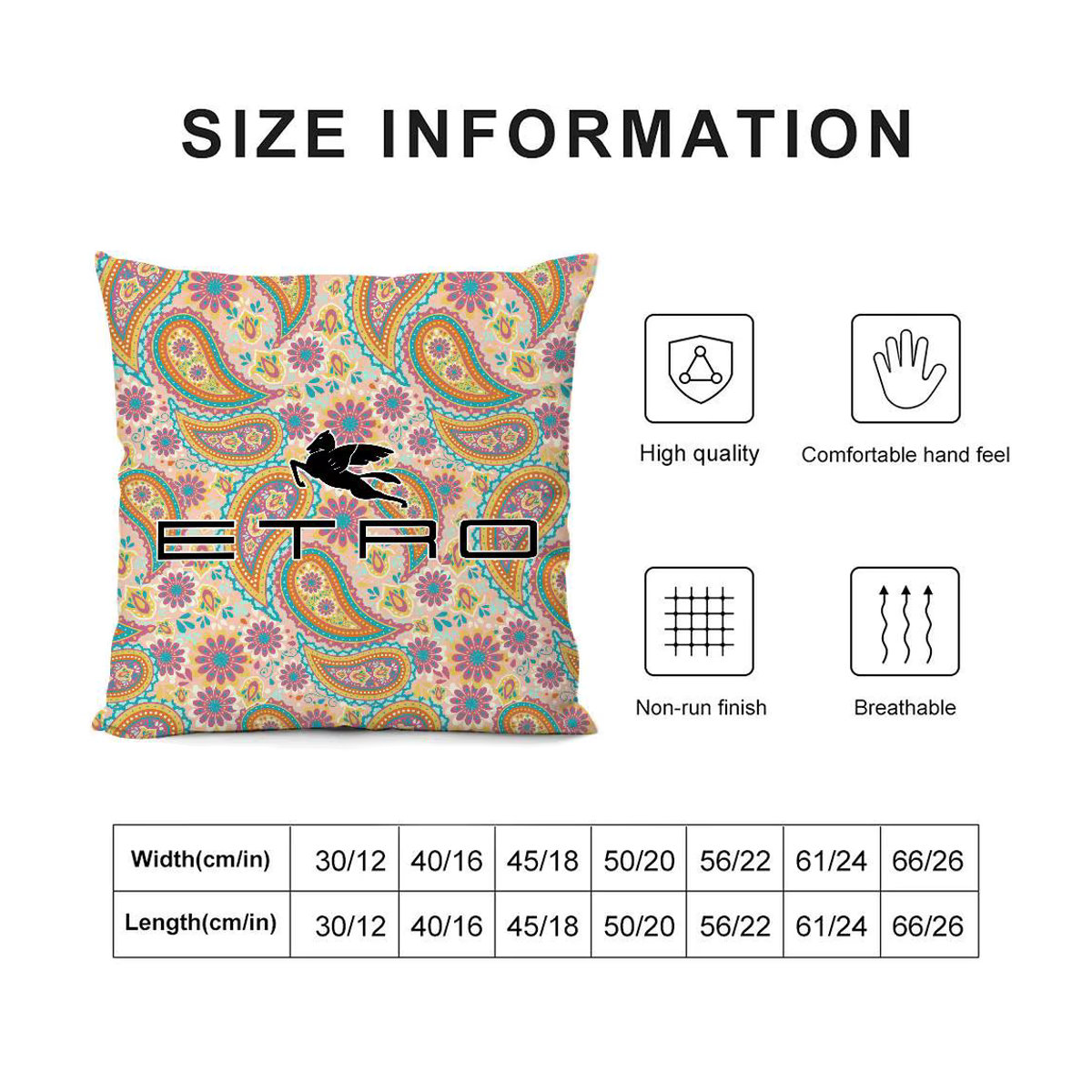 E-Etro Kissenbezug aus weichem Plüschstoff in Multicolor mit klassischem Design und doppelseitigem Druck - Bild 4