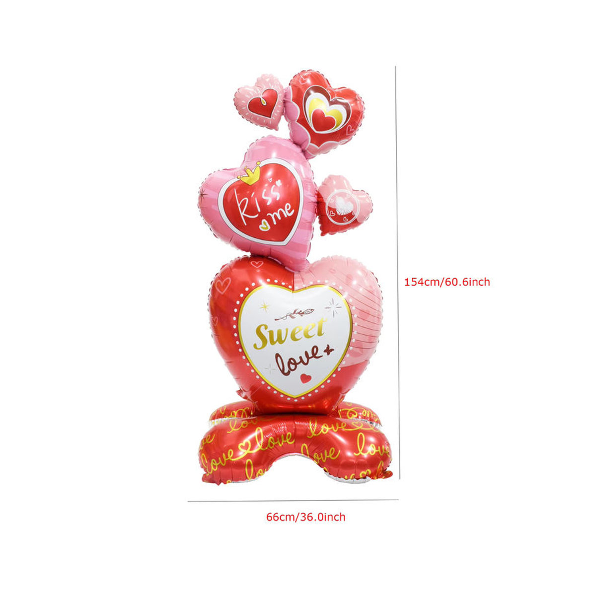 EACH PARTY 3D-Ständer Sockel Kiss me Love Heart Folienballon in Rot für Hochzeit und Valentinstag - Bild 2