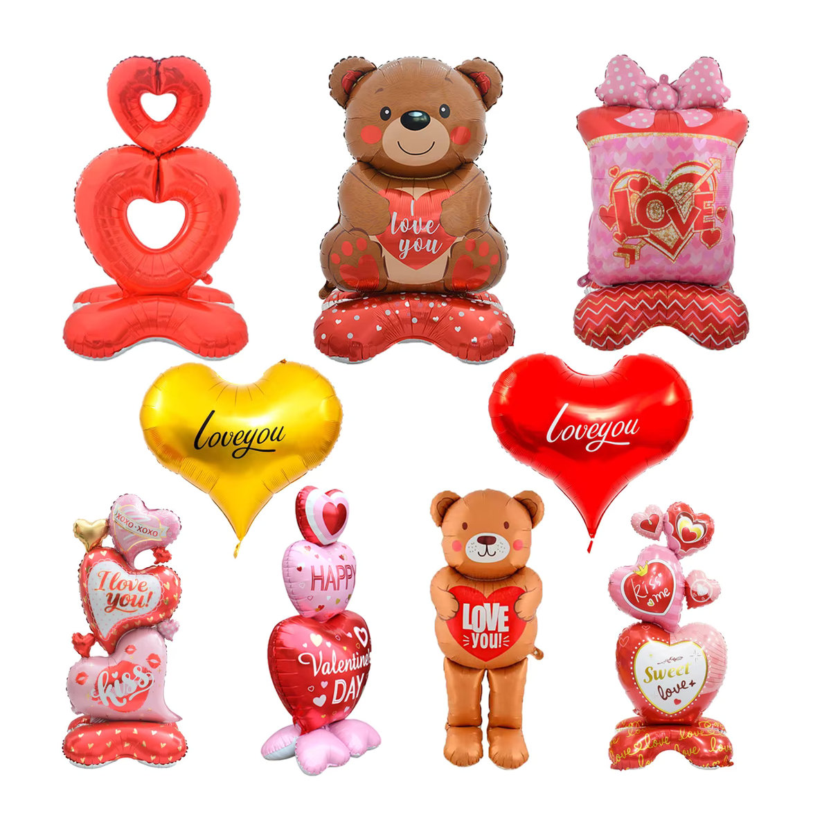 EACH PARTY Herz-zu-Herz Ballon-Set mit Bären-Motiv für Valentinstag und Hochzeit, mehrfarbig - Bild 6