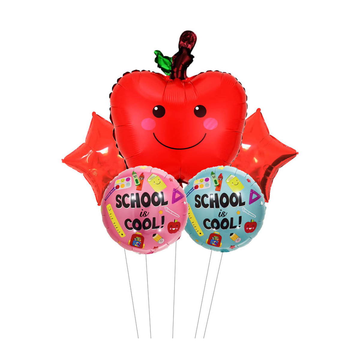 EACH PARTY Zurück Zurück Schule Folienballons Set mit Bleistift-Motiv, 5er Pack, mehrfarbig, Kunststoff-Dekoration für Kinder und Klassenzimmer - Bild 4