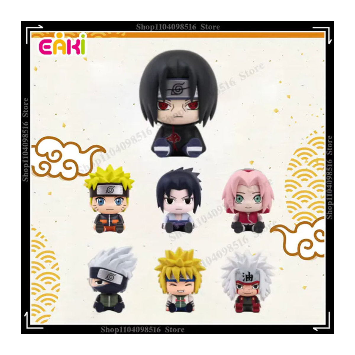 EAKI Naruto Shippuden Sticky Sit Serie Blind Box Anime Figur Naruto Uzumaki und Sasuke Uchiha Mystery Box Modell Ornament mehrfarbig - Bild 4