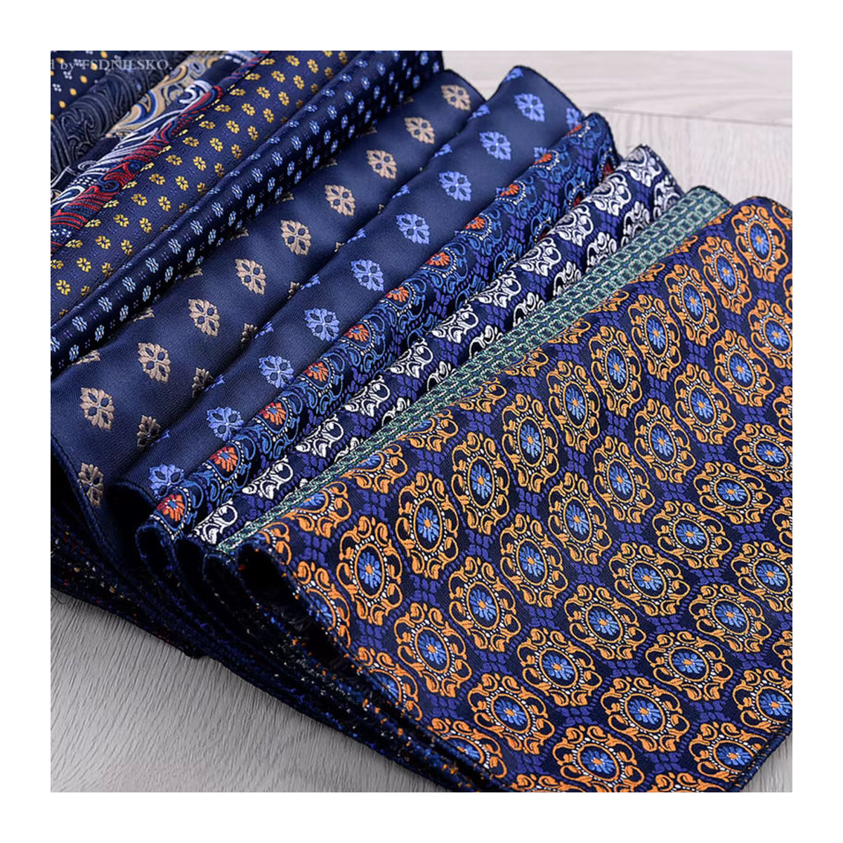 EASY.H Einstecktuch für Herren Blau Klassisch mit Polka Dot, Streifen und Floral-Muster B/B/H: 23 x 23 cm - Bild 3
