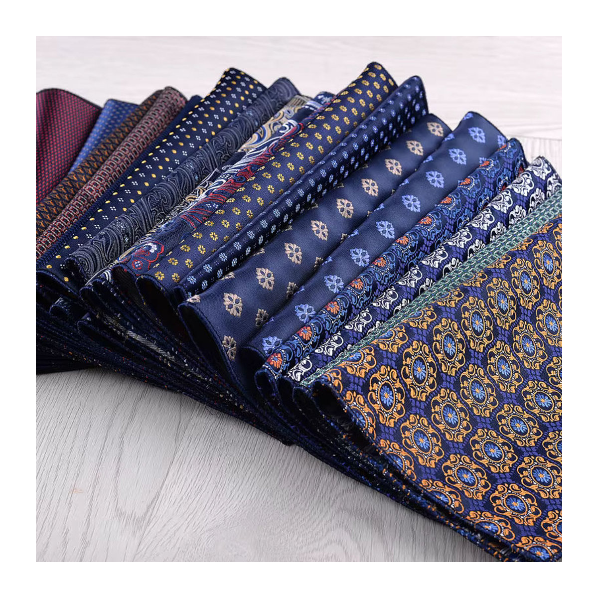 EASY.H Einstecktuch für Herren Blau Klassisch mit Polka Dot, Streifen und Floral-Muster B/B/H: 23 x 23 cm - Bild 4