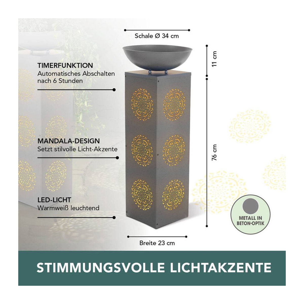 EASYmaxx Pflanzgefäß aus Metall in Grau, modern und rechteckig, Höhe: 87 cm - Bild 2