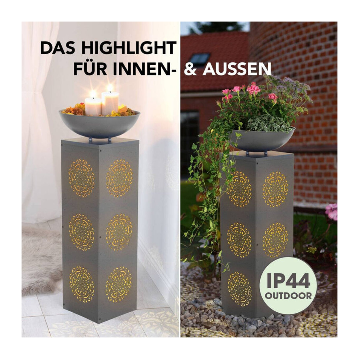 EASYmaxx Pflanzgefäß aus Metall in Grau, modern und rechteckig, Höhe: 87 cm - Bild 3