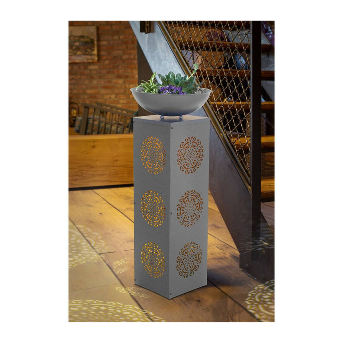 EASYmaxx Pflanzgefäß aus Metall in Grau, modern und rechteckig, Höhe: 87 cm - Bild 4
