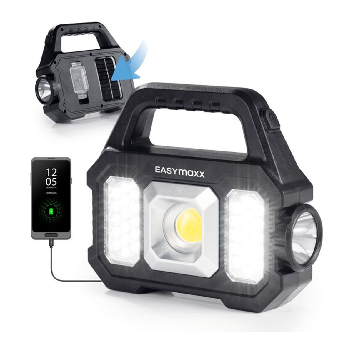 EASYmaxx Solar-Arbeitsleuchte mobil, akkubetrieben, Schwarz - Bild 2