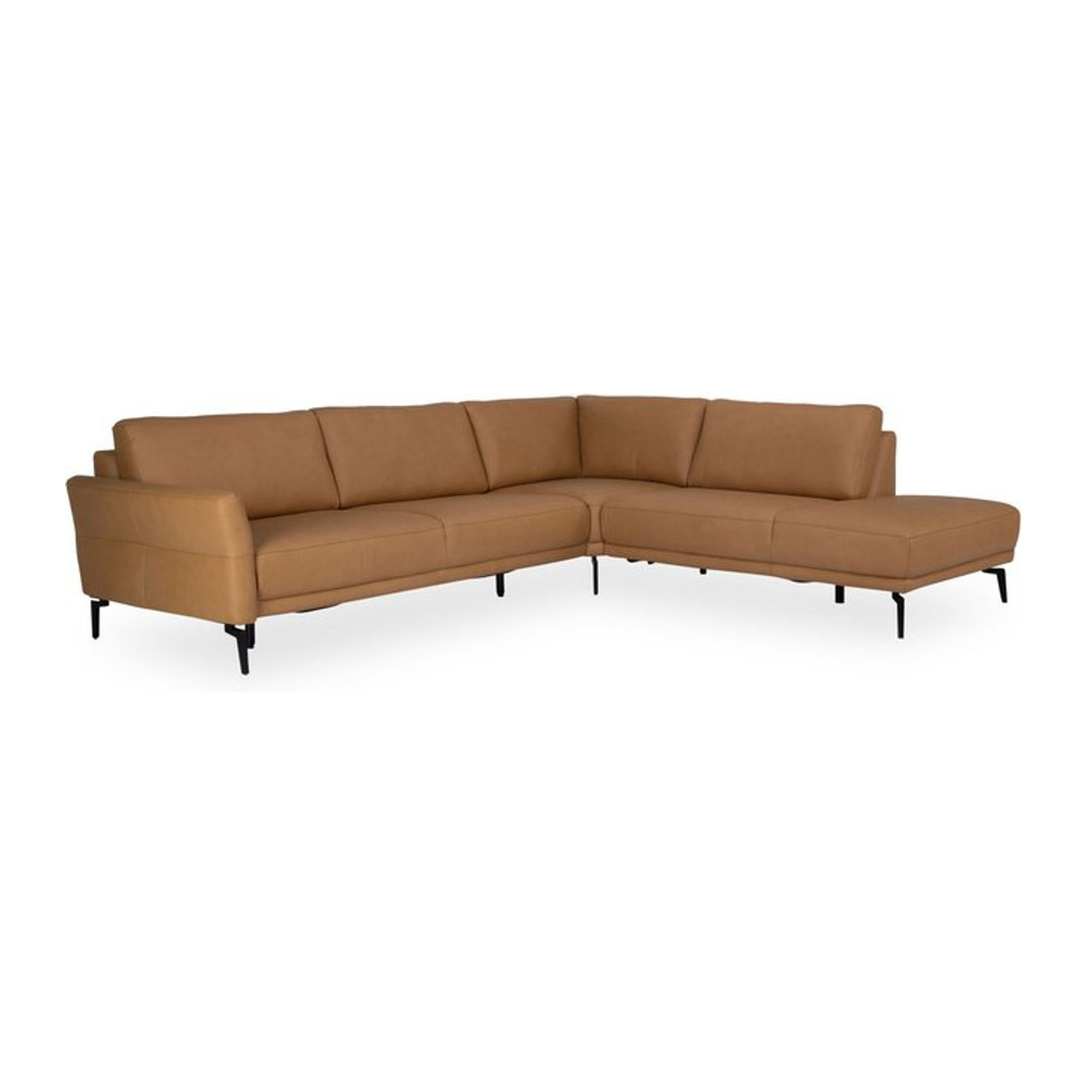 Ecksofa SYSTEMPOLSTER PIANA in Gelb mit Echtleder und Metallgestell, linksseitig, Modern - Bild 1