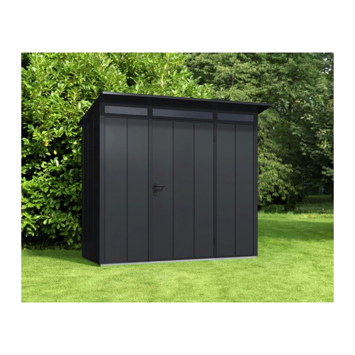 Ecostar Gerätehaus Elegant-P aus Metall in Grau mit Pultdach B/H/T: 238 x 228,6 x 107,8 cm - Bild 1
