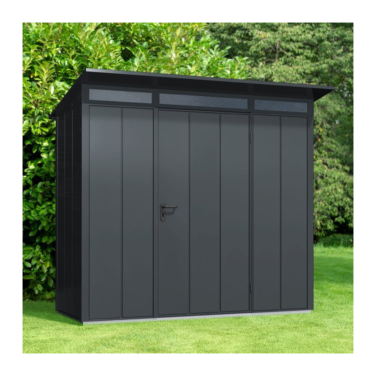 Ecostar Gerätehaus Elegant-P aus Metall in Grau mit Pultdach B/H/T: 238 x 228,6 x 107,8 cm - Bild 3