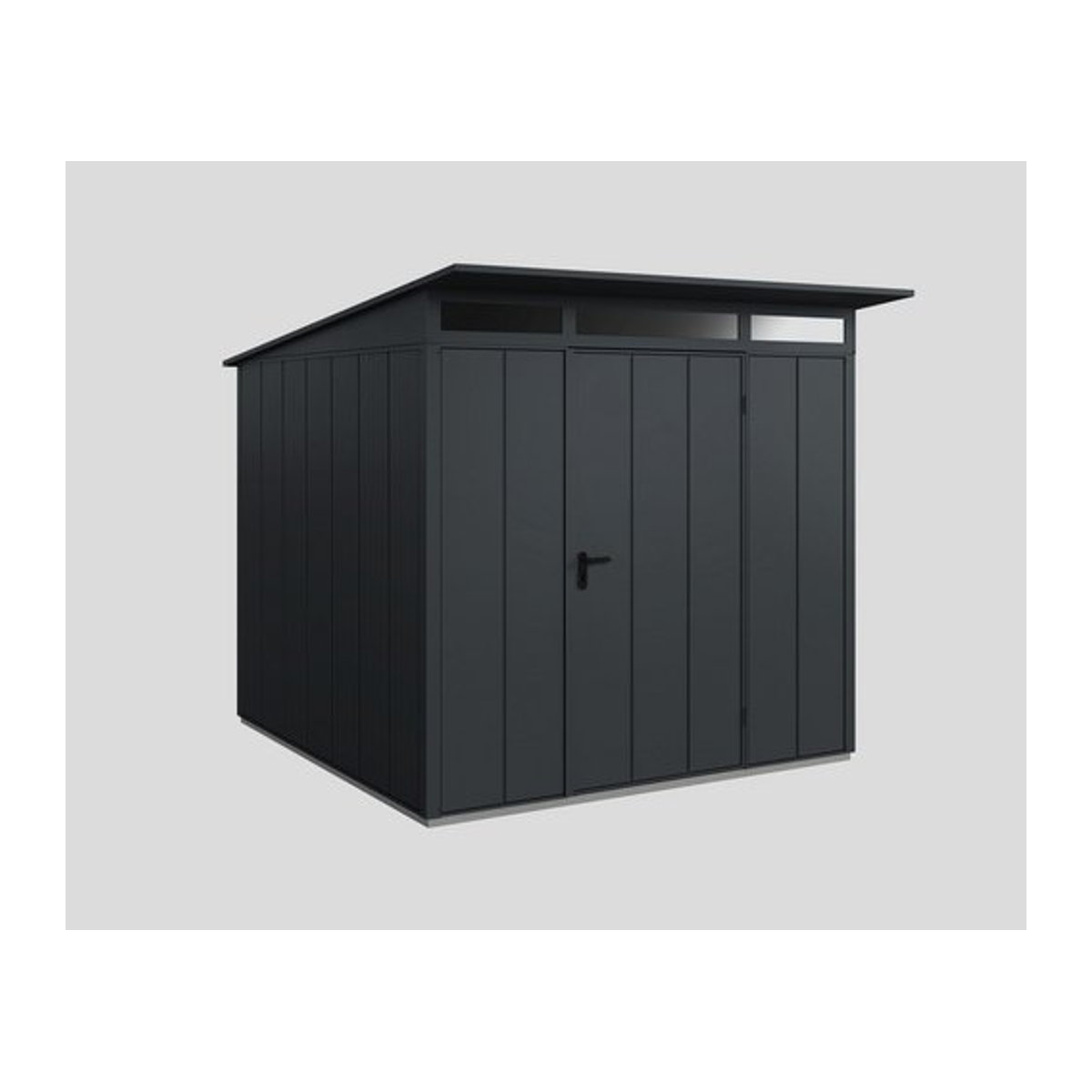 Ecostar Gerätehaus Elegant-P aus Metall in Grau mit Pultdach B/H/T: 238 x 232,3 x 238 cm - Bild 1