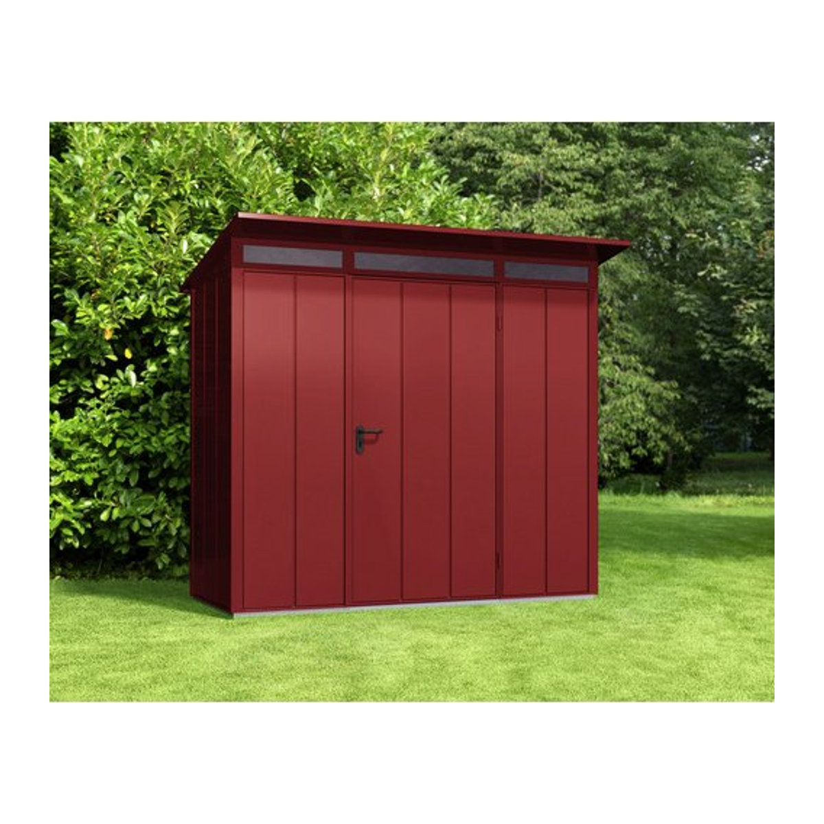 Ecostar Gerätehaus Elegant-P aus Metall in Rot mit B/H/T: 238 x 228,6 x 107,8 cm - Bild 1