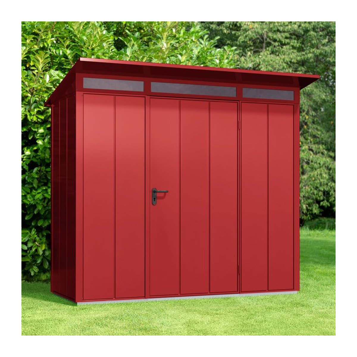 Ecostar Gerätehaus Elegant-P aus Metall in Rot mit B/H/T: 238 x 228,6 x 107,8 cm - Bild 2