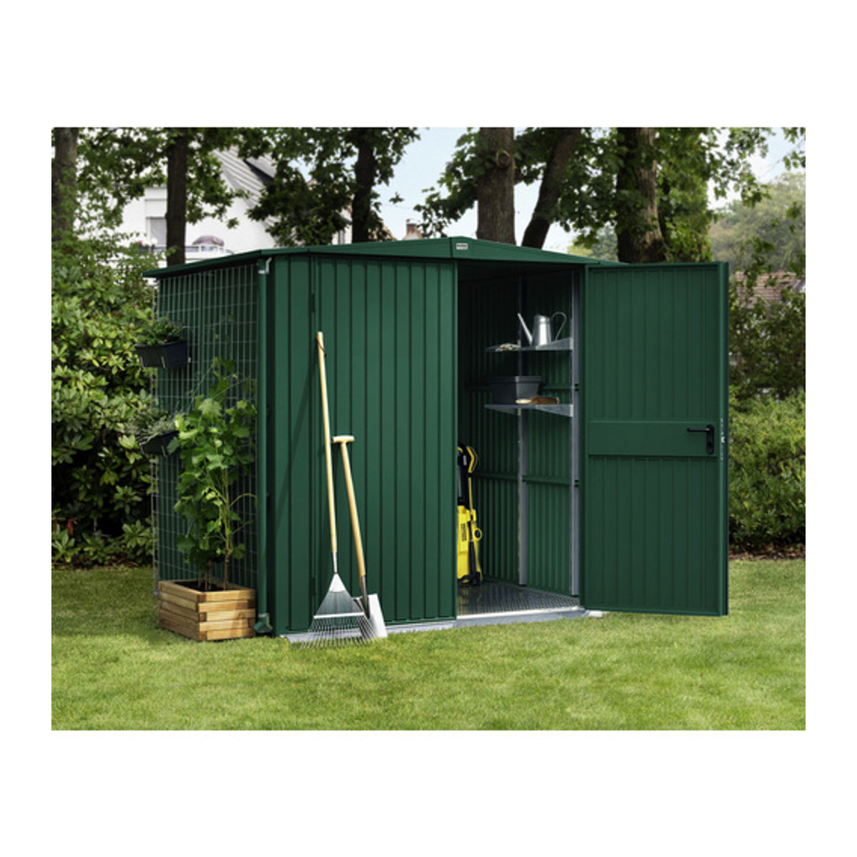 Ecostar Gerätehaus Trend aus Metall in Grün B/H/T: 238 x 216 x 271 cm - Bild 2