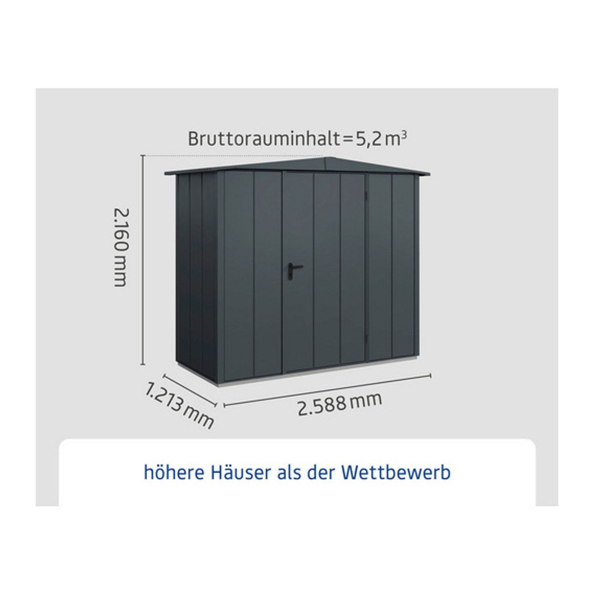Ecostar Metall-Gerätehaus Elegant in Anthrazit mit modernem Design, B/H/T: 238 x 216 x 177 cm - Bild 2