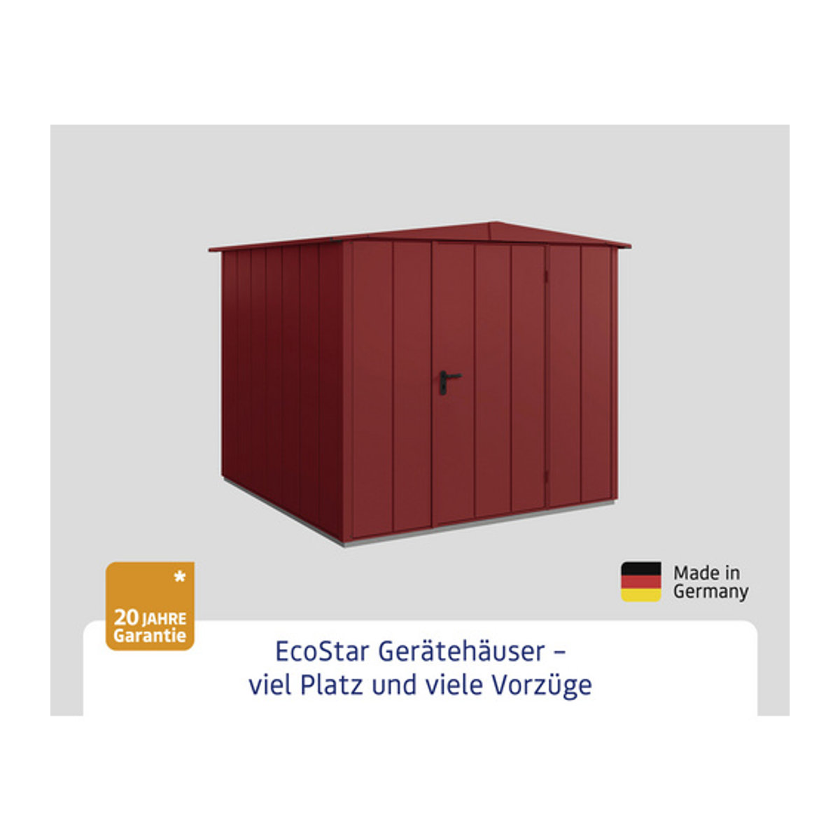 Ecostar Metall-Gerätehaus Elegant in Rot mit modernem Design, B/H/T: 272 x 216 x 258,8 cm - Bild 3