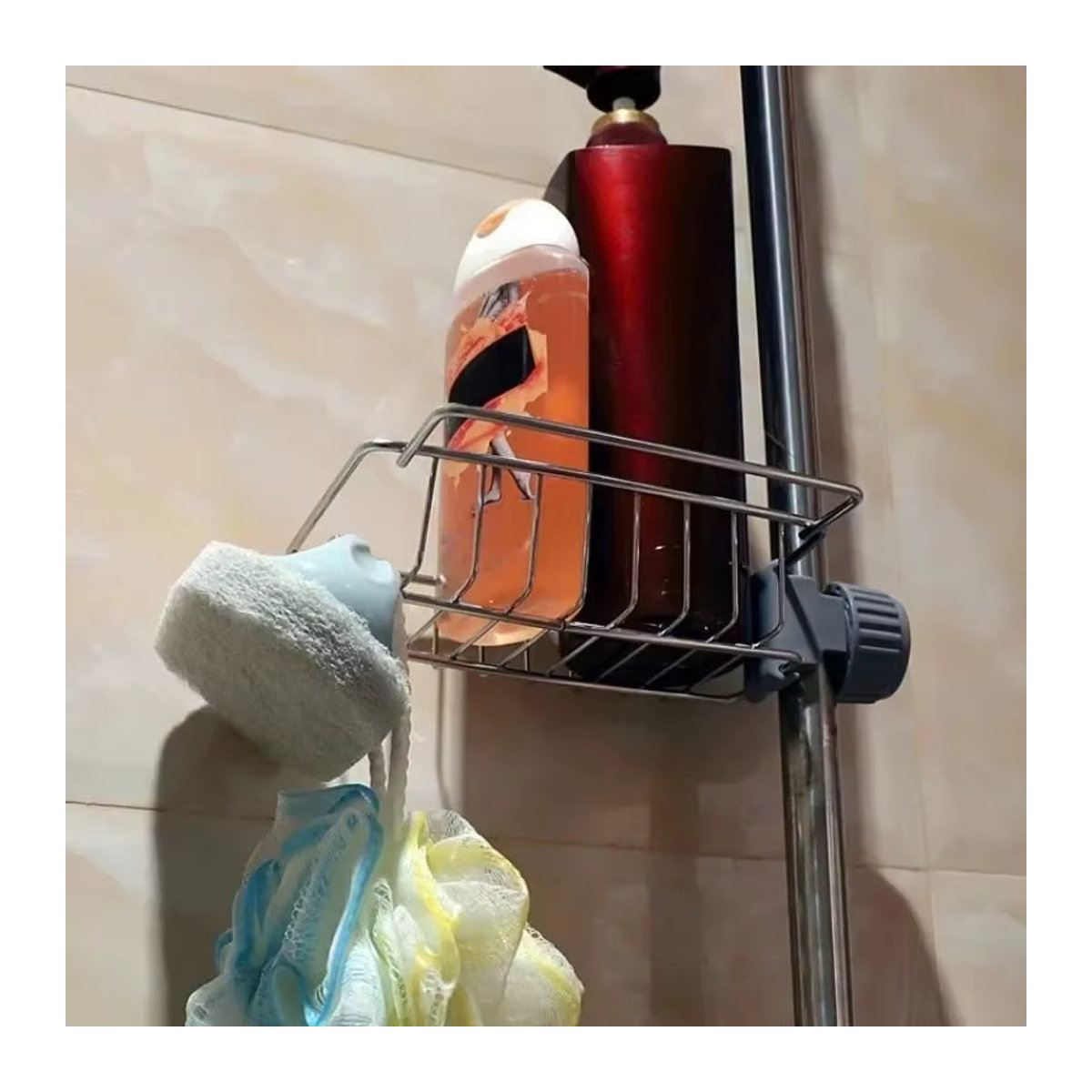 Edelstahl Küchenspülen Organizer als abnehmbares Hängeregal mit Wasserhahnhalter und Platz für Schwamm sowie Geschirrtuch - Bild 4