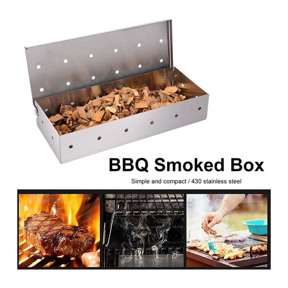 Edelstahl Räucherkasten für Holzspäne als Grillzubehör - Bild 1