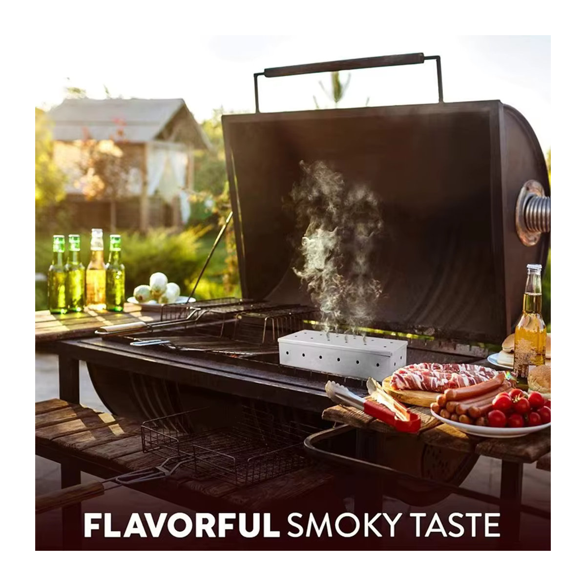 Edelstahl Räucherkasten für Holzspäne als Grillzubehör - Bild 6