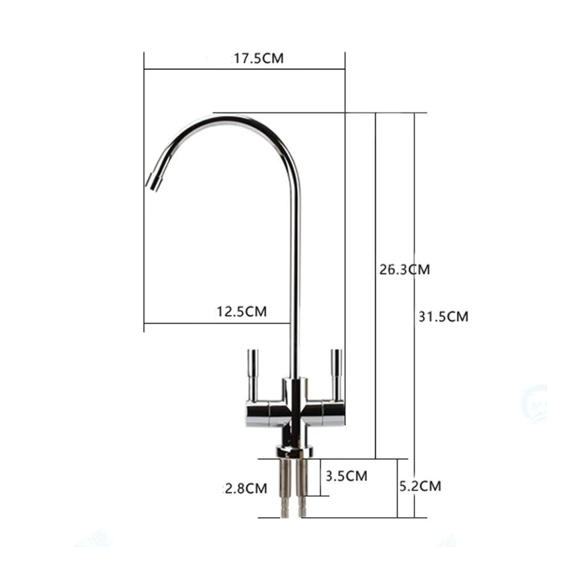 Edelstahl Wasserhahn-Set mit doppeltem Auslass und RO-Wasserreiniger für die Küche, 1/4 Zoll Anschluss - Bild 2