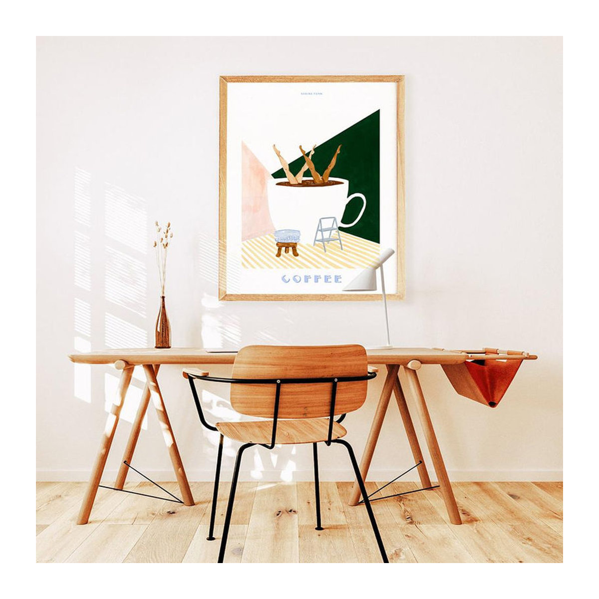 Edelweiss Art Poster Studio Leinwandgemälde Good Morning Coffee Swimmer Deep Dive, modernes abstraktes Kaffee-Poster für die Küche, rot/weiß, B: 50 cm, H: 80 cm, rahmenlos - Bild 2