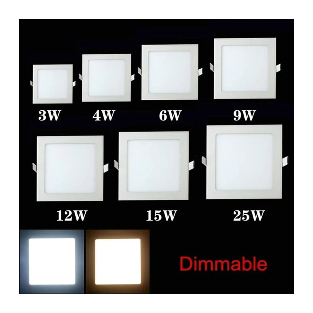EE Dimmbares LED-Downlight Quadratisches Einbaustrahler in Weiß - Bild 1