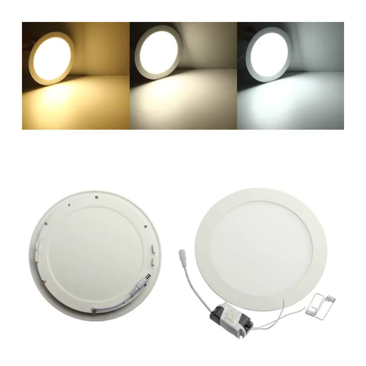 EE Dimmbares LED Einbau Downlight Panel in Weiß, minimalistisches rundes Deckenlicht - Bild 2