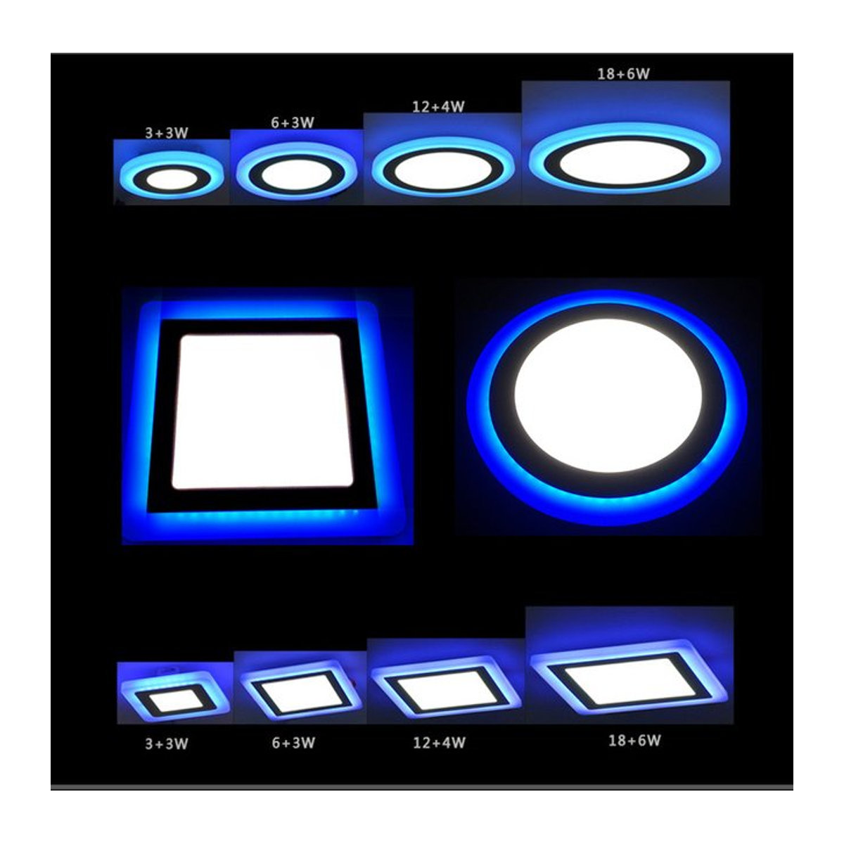 EE LED Deckeneinbauleuchte Modern als Einbaustrahler in Blau und Weiß erhältlich - Bild 1