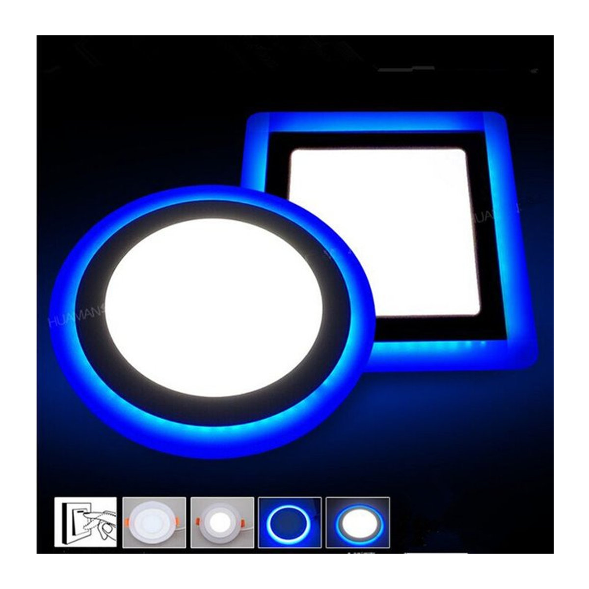 EE LED-Einbaustrahler Doppelfarbiges LED-Panel-Downlight in Blau mit Treiber - Bild 1