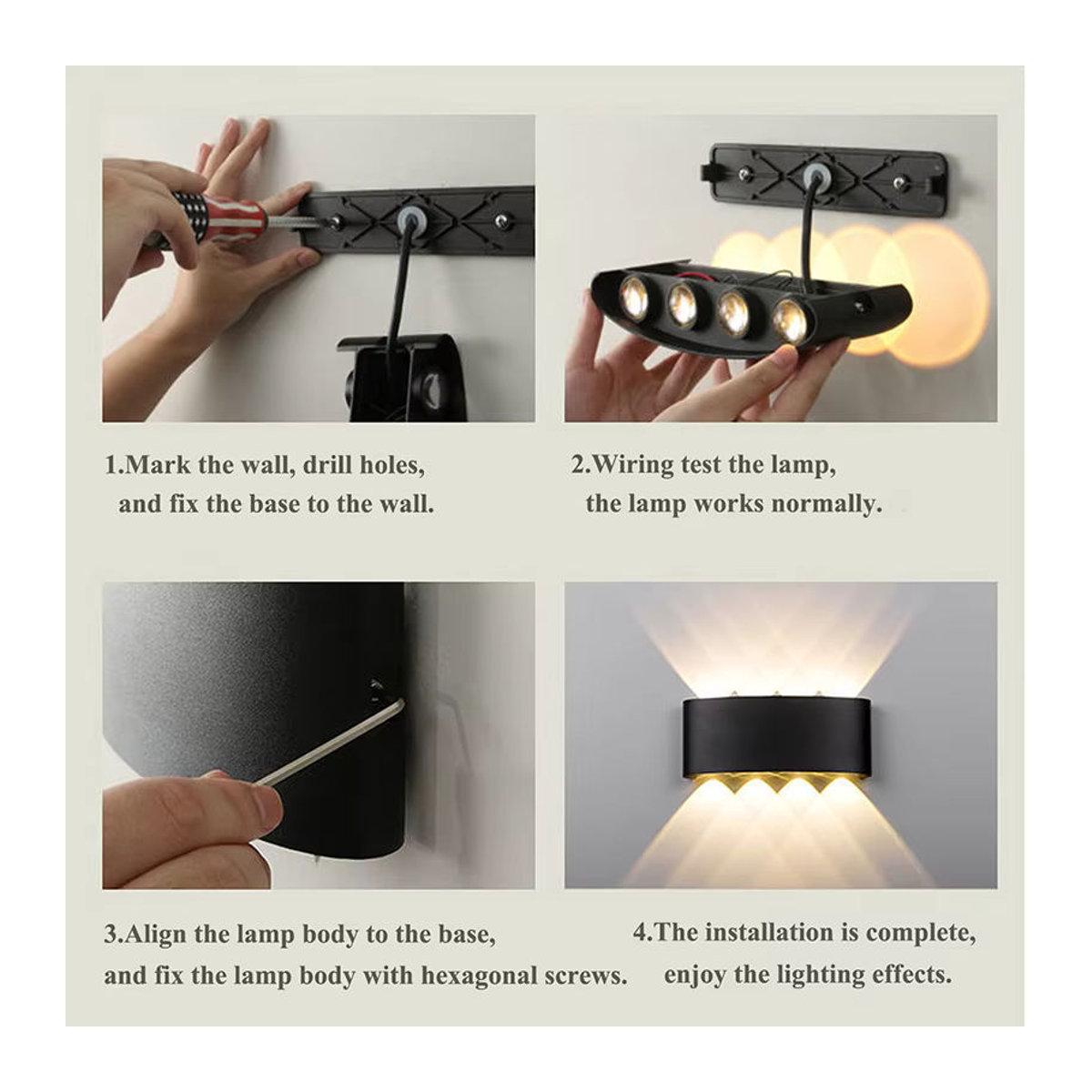 EE LED Wandleuchte in Schwarz im minimalistischen Design für Außen und Innen - Bild 6