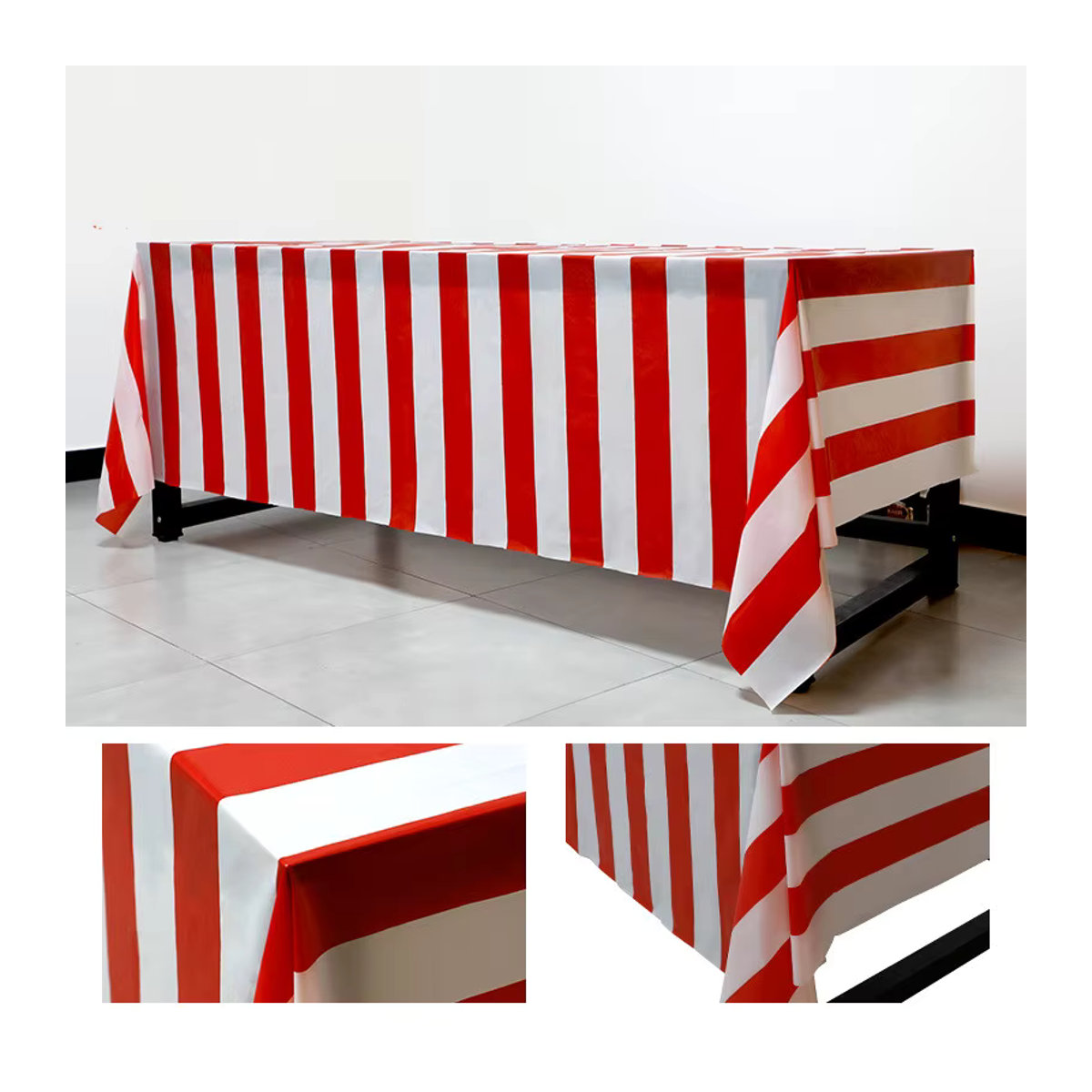 EGW Einweg Tischdecke Weihnachten Rot Weiß Gestreift B: 137 cm, L: 274 cm - Bild 3