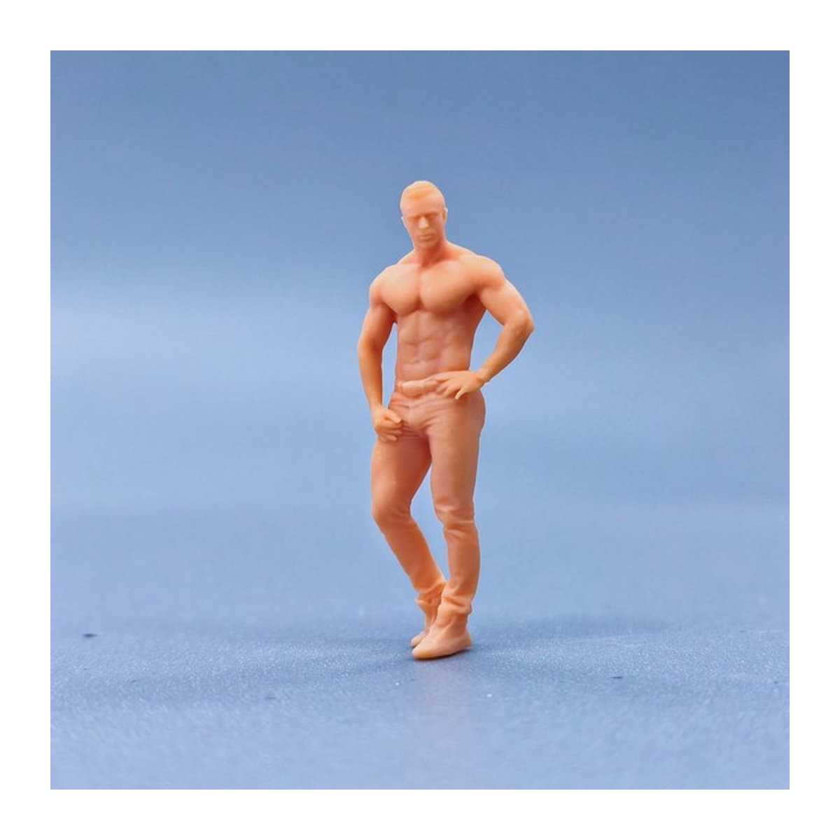 EHCMODEL Fitness Männer Miniaturen aus Kunstharz in Beige als unbemalte Modellfiguren für Dioramen - Bild 1