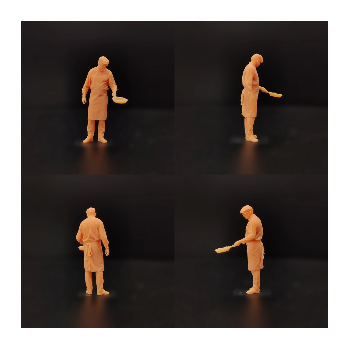 EHCMODEL Miniatur-Diorama Chef Bratpfanne mit Schaufel aus Resin für Maßstäbe 1/43 bis 1/64 - Bild 1