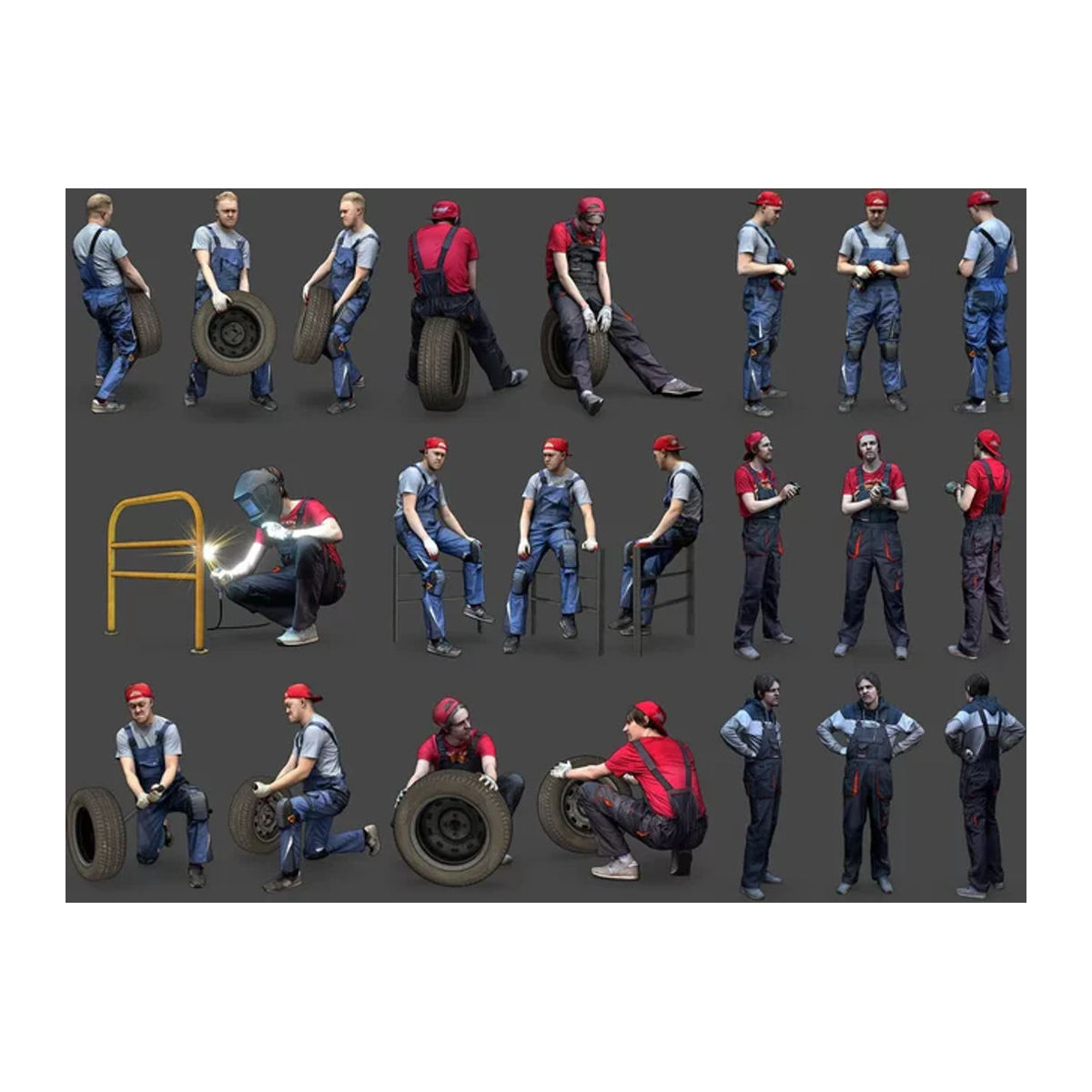 EHCMODEL Miniatur-Figuren Auto-Mechaniker aus Kunstharz für Diorama und Modellbau, unbemalt, mehrfarbig - Bild 1