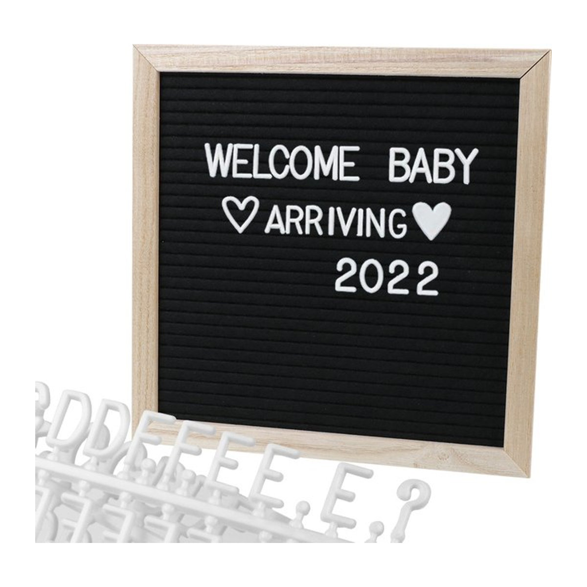 Eichenholz Letter Board mit Filz und Kork in Schwarz, quadratisch, Breite: 25,4 cm, Höhe: 25,4 cm - Bild 1