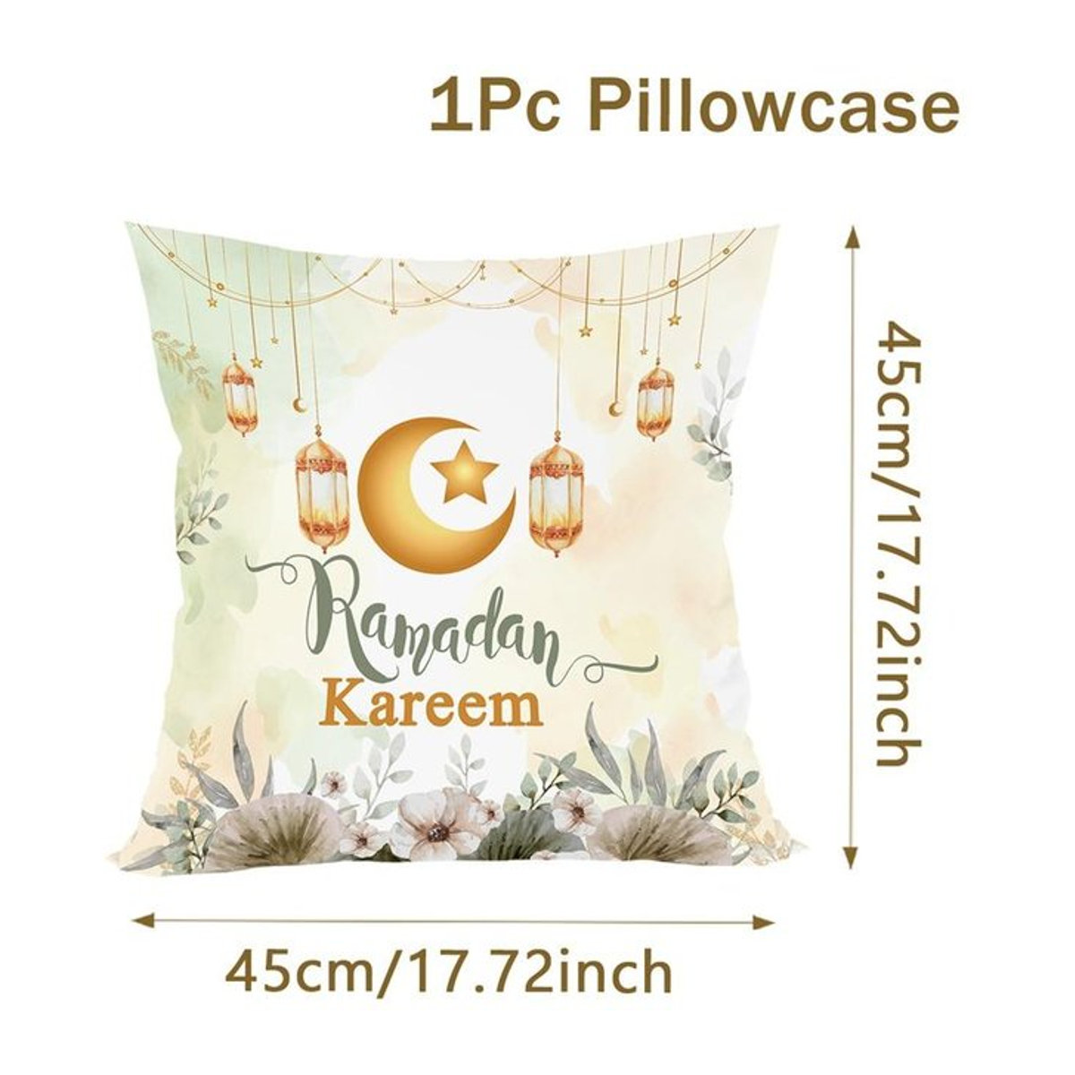 Eid Mubarak Kissenbezug für Ramadan Kareem und Eid Al Adha Dekoration, Peach Skin Material, B/B/H: 18 x 18 x 18 cm - Bild 1